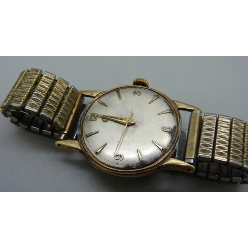 958 - A 9ct gold Omega cased wristwatch, the case back bears worn inscription dated 1960, a/f