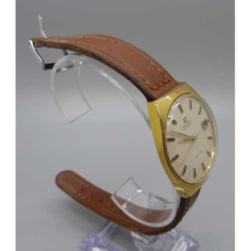 966 - An Omega De Ville automatic wristwatch, circa 1970, 20 micron gold electro plated case, (lacking cro... 