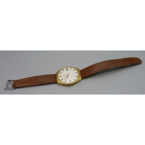 966 - An Omega De Ville automatic wristwatch, circa 1970, 20 micron gold electro plated case, (lacking cro... 