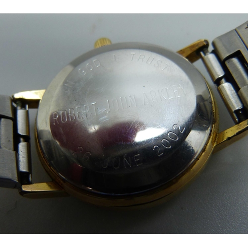 968 - An Omega automatic day-date wristwatch, the case back bears inscription dated 2002