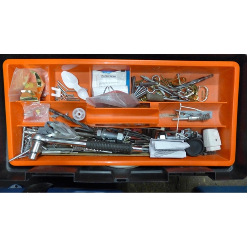 2130 - Three plastic tool boxes of tools