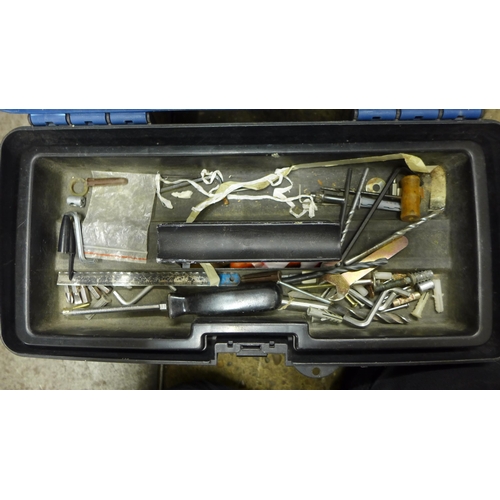 2130 - Three plastic tool boxes of tools