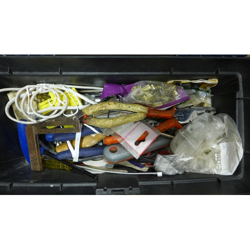 2130 - Three plastic tool boxes of tools