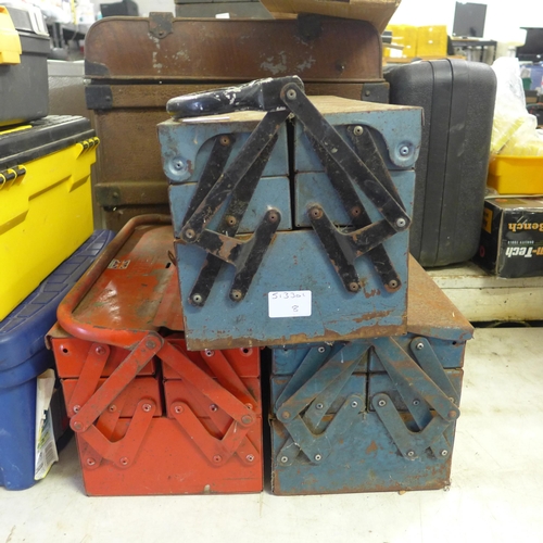 2164 - 3 cantilever tool boxes containing mixed handtools