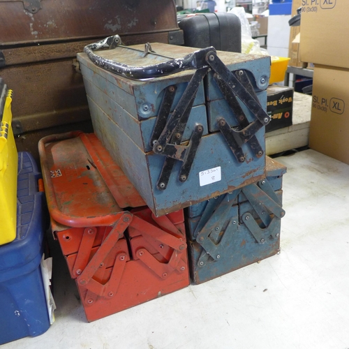 2164 - 3 cantilever tool boxes containing mixed handtools