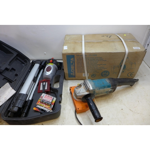 Makita angle grinder and Delta bench grinder with lamp 23-589 and laser ...