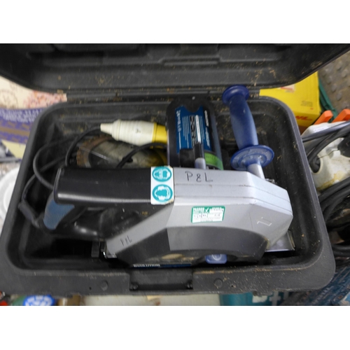 2032 - Makita 110v (5704R) power saw with Evolution 110v saw - both in cases