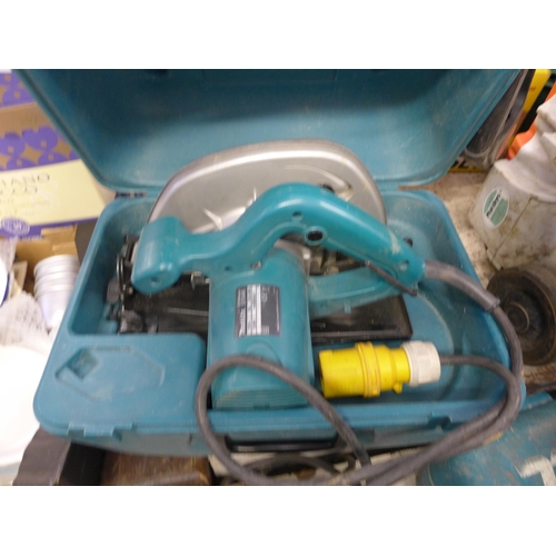 2032 - Makita 110v (5704R) power saw with Evolution 110v saw - both in cases