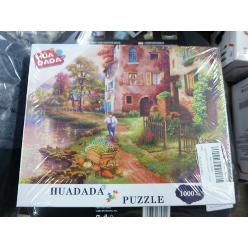 2041 - Three 1000 piece jigsaws, Art Nouveau French lady, Stockholm coastal scene and Dream house, (sealed)