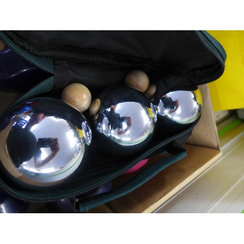 2100 - Two French Boules/Petanque sets and a set of dumbells