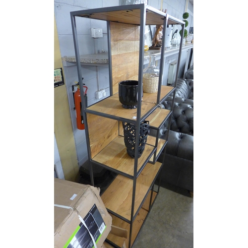 1440 - A Fire 2.0 hardwood and gun metal shelving unit