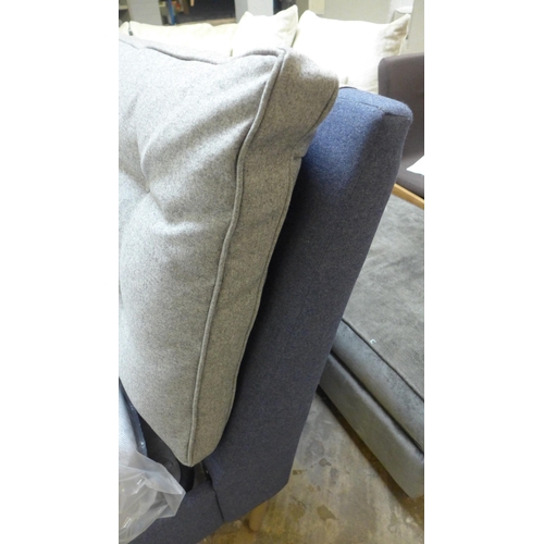 1515 - A Blue and grey upholstered Superking bedframe