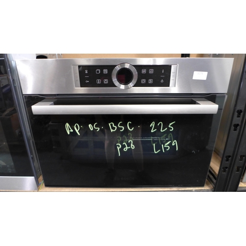 3076 - Bosch Serie 8 Compact Oven with Microwave (H455xW595xD548) - model no:- CMG633BS1B, original RRP £80... 