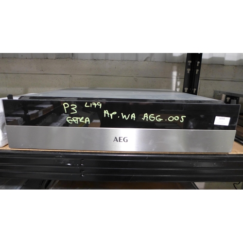 3094 - AEG Stainless Steel with Black Glass Warming Drawer (H140xW594XD535) - model no:- KDK911422M, origin... 