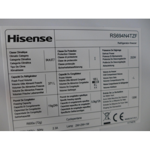 3115 - Hisense Side By Side Stainless Steel Fridge Freezer (RS694N4TZF), original RRP £1499.98 + VAT * This... 