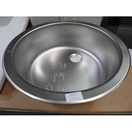 3117 - Installation Round Stainless Steel Sink (450mm) * VAT will be added to the hammer price of this lot