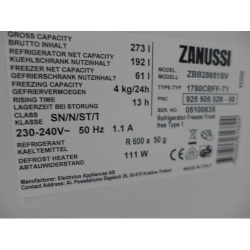 3166 - Zanussi 70/30 Fridge Freezer - Frost Free (H1772xW540xD549) - model no.:- ZBB28651SV, original RRP £... 