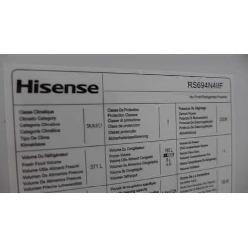 3186 - Hisense Side By Side Ecom Stainless Steel Fridge Freezer (model no.:- RS694N4IIF), original RRP £799... 