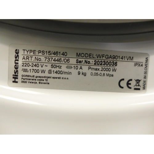 3198 - Hisense Ecomm 9kg 1400 Washing Machine (model no.:- WFGA90141V), original RRP £816.66 + VAT