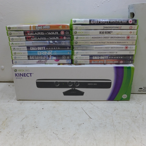 2205 - Xbox 360 console with Kinect and assorted games