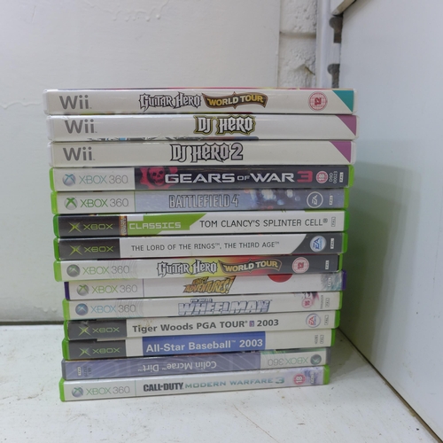 2211 - Box of assorted XBox, XBox 360 and Nintendo Wii games and accessories