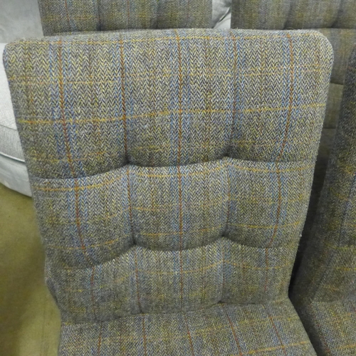 1430 - Set of four Harris tweed dining chairs