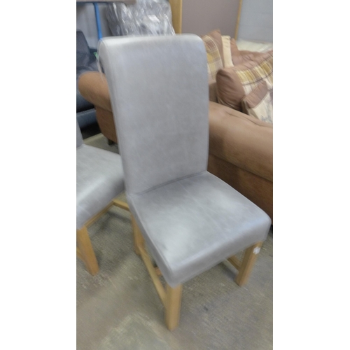 1477 - Pair of grey Cerato leather rollback dining chairs