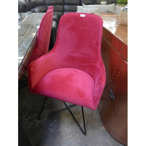 1493 - Set of six princess bubblegum velvet dining chairs