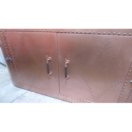 1505 - Copper finished large four door Aviator sideboard