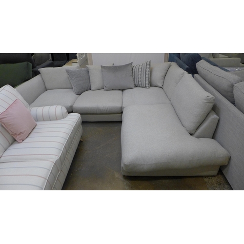 1537 - A grey textured weave corner sofa/chaise