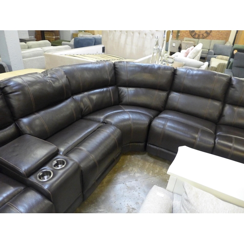 1544 - Dunhill Leather Sofa Brown power reclining Motion P1,  original RRP £2249.99  +VAT  * This lot is su... 