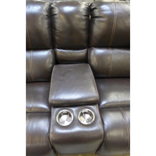 1544 - Dunhill Leather Sofa Brown power reclining Motion P1,  original RRP £2249.99  +VAT  * This lot is su... 