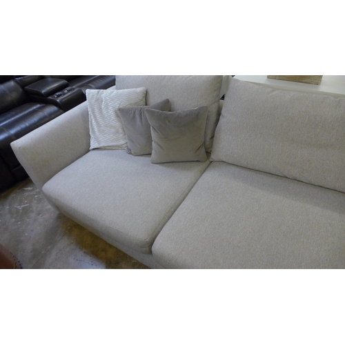 1545 - Large oatmeal upholstered L shaped sofa