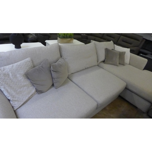 1545 - Large oatmeal upholstered L shaped sofa