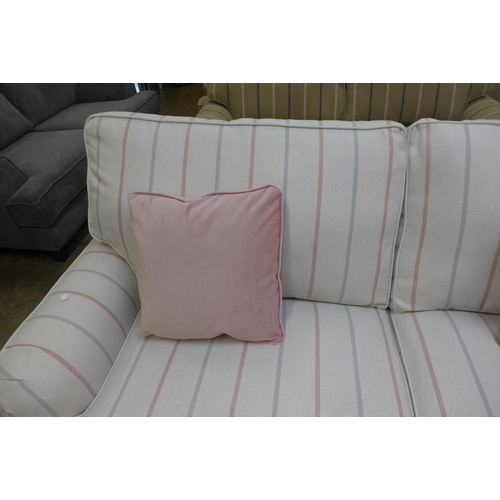 1580 - An Ashleigh Flex Iona stripe rose fabric 3 seater sofa