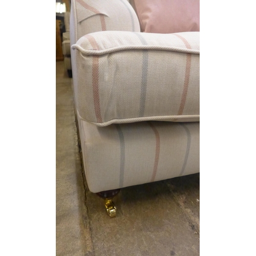 1580 - An Ashleigh Flex Iona stripe rose fabric 3 seater sofa