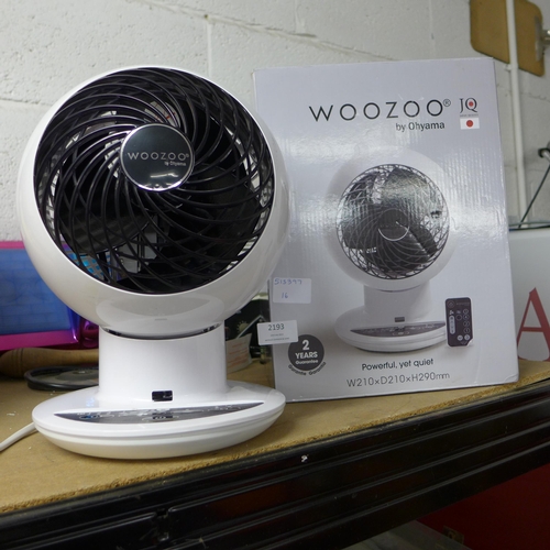 2193 - Ohyama Woozoo desk fan with remote - W - boxed