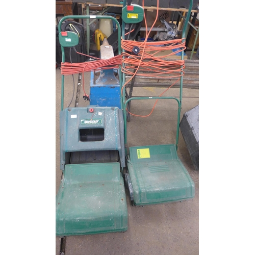 2302 - Qualcast electric scarifier and lawnmower with collector