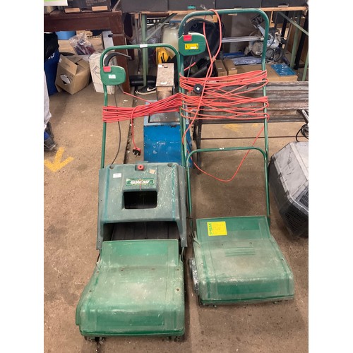 2302 - Qualcast electric scarifier and lawnmower with collector