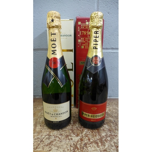 810 - Two 2018 bottles of Champagne; Moet & Chandon and Piper-Heidsieck, boxed