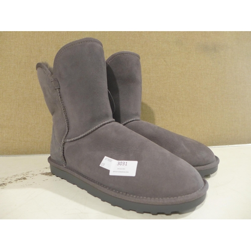 3113 - Pair of Women's Grey sheepskin style boots, UK size 8 * this lot is subject to VAT