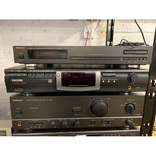 2295 - Technics integrated amplifier SU-V230, Technics ST610L stereo tuner and Philips CD-R CD player recor... 