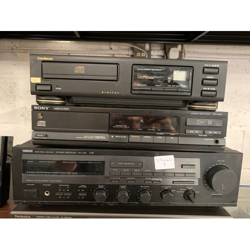 2297 - Pioneer SX221R receiver, Technics SLPG570A CD player and Yamaha RX730 receiver, Sony CDPM205 CD play... 