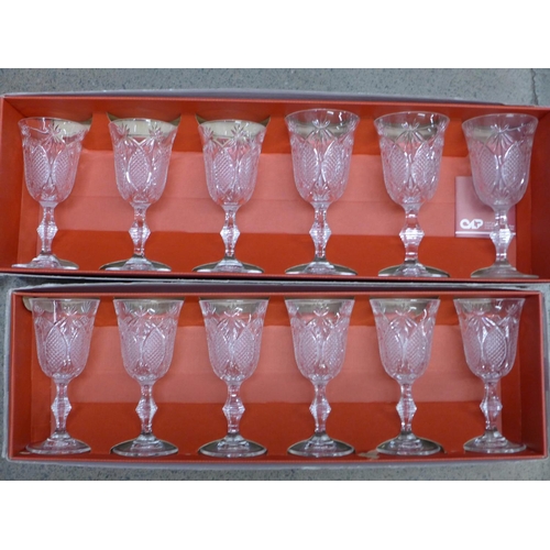 1057 - RCR crystal wine glasses, two boxes of six and five others plus seven tumblers **PLEASE NOTE THIS LO... 