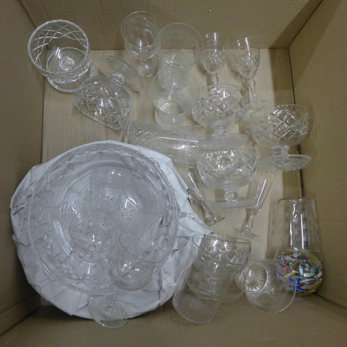 1083 - A collection of crystal glassware and a glass paperweight **PLEASE NOTE THIS LOT IS NOT ELIGIBLE FOR... 