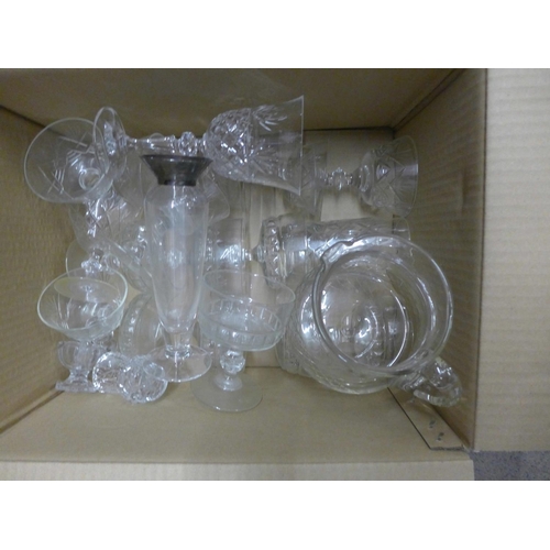 1089 - Five boxes of assorted crystal and glass **PLEASE NOTE THIS LOT IS NOT ELIGIBLE FOR POSTING AND PACK... 