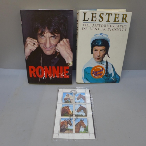 662 - Two books, Lester, The Autobiography, signed and 'Ronnie', Ronnie Wood autobiography