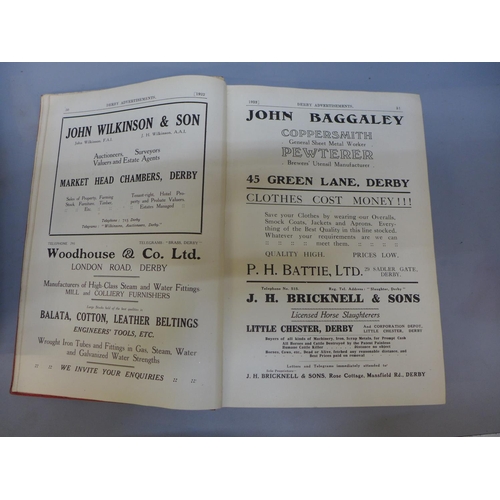 674 - Two Derbyshire books, Kelly's Directory, 1922, and Derbyshire, 1857