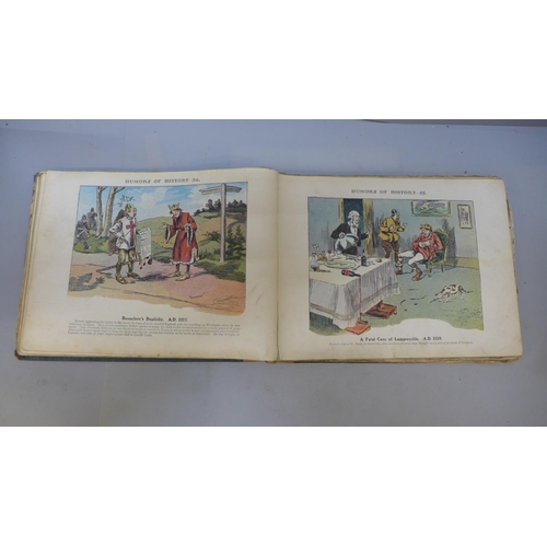 681 - Humors of History by A. Moreland, 160 drawings in colour, 1907, (binding a/f)