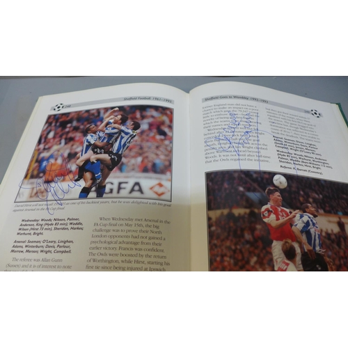 708 - Football; a copy of Sheffield Football, A History Volume II 1961-1995 containing over thirty signatu... 